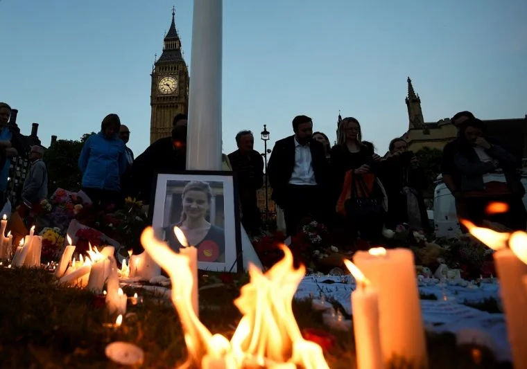 A memorial to Jo Cox held in Parliament Square