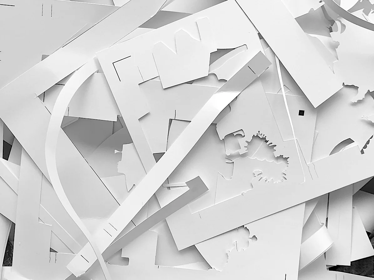 Paper offcuts of STUDIOOSS Edition pop-up book production