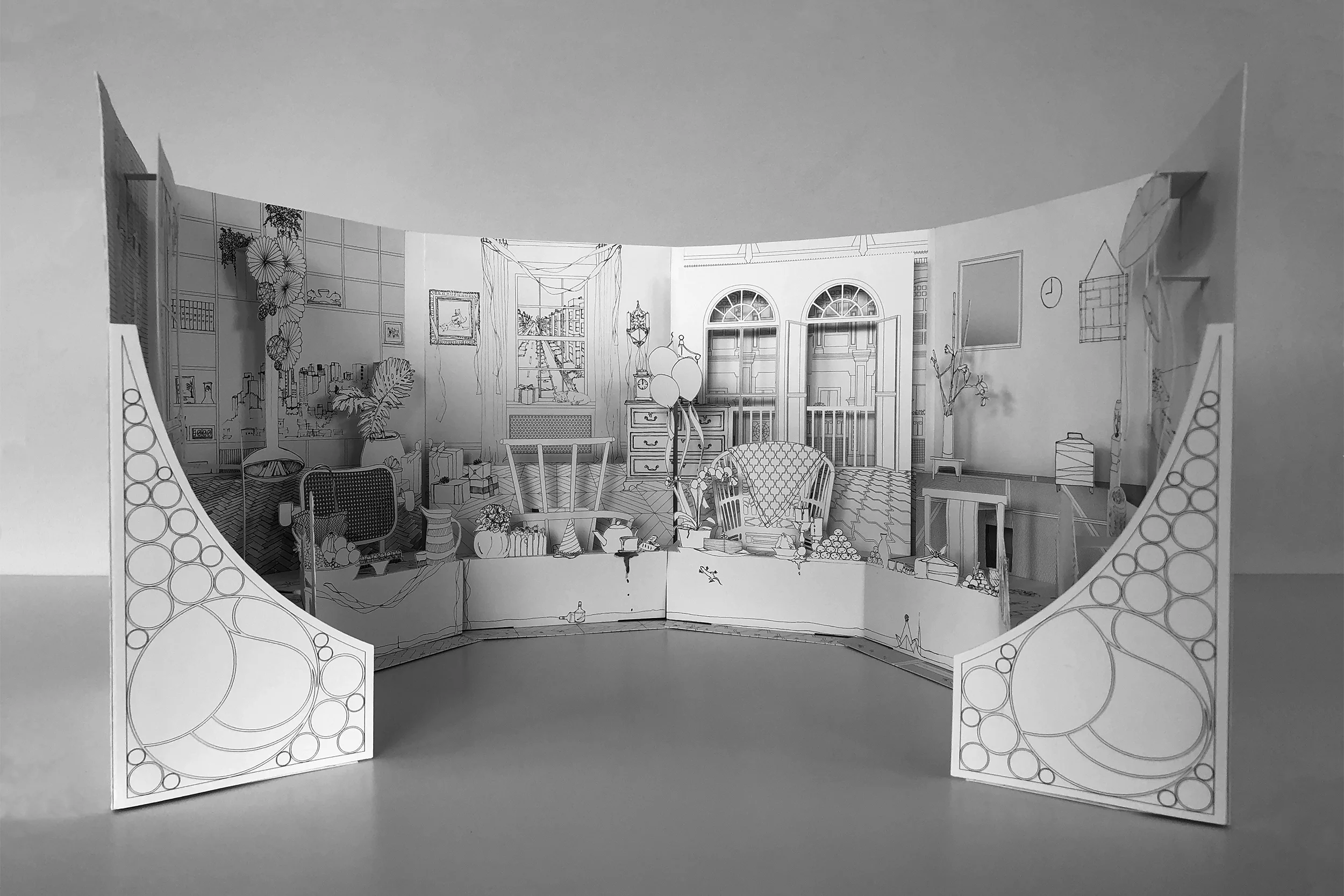 OSS Edition 001 The Dining Room Pop-up book Closed: h13 x w9 inches Open: h13 x ø22 inches 30 Editions made