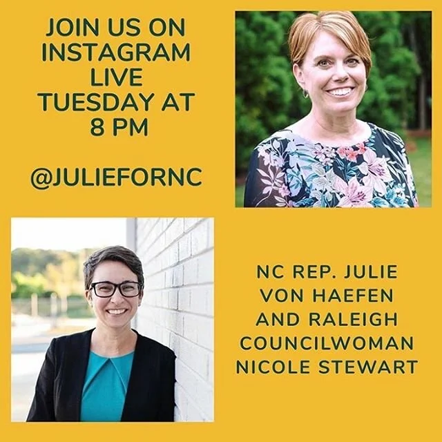 Join me on Tuesday at 8p as I talk with Rep @juliefornc about our community&rsquo;s response to COVID-19, our shared experiences as elected officials and moms during this time, and more.