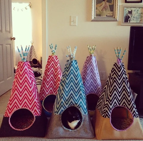 Cat teepees made on a whim one weekend as part of a crafting day with a friend