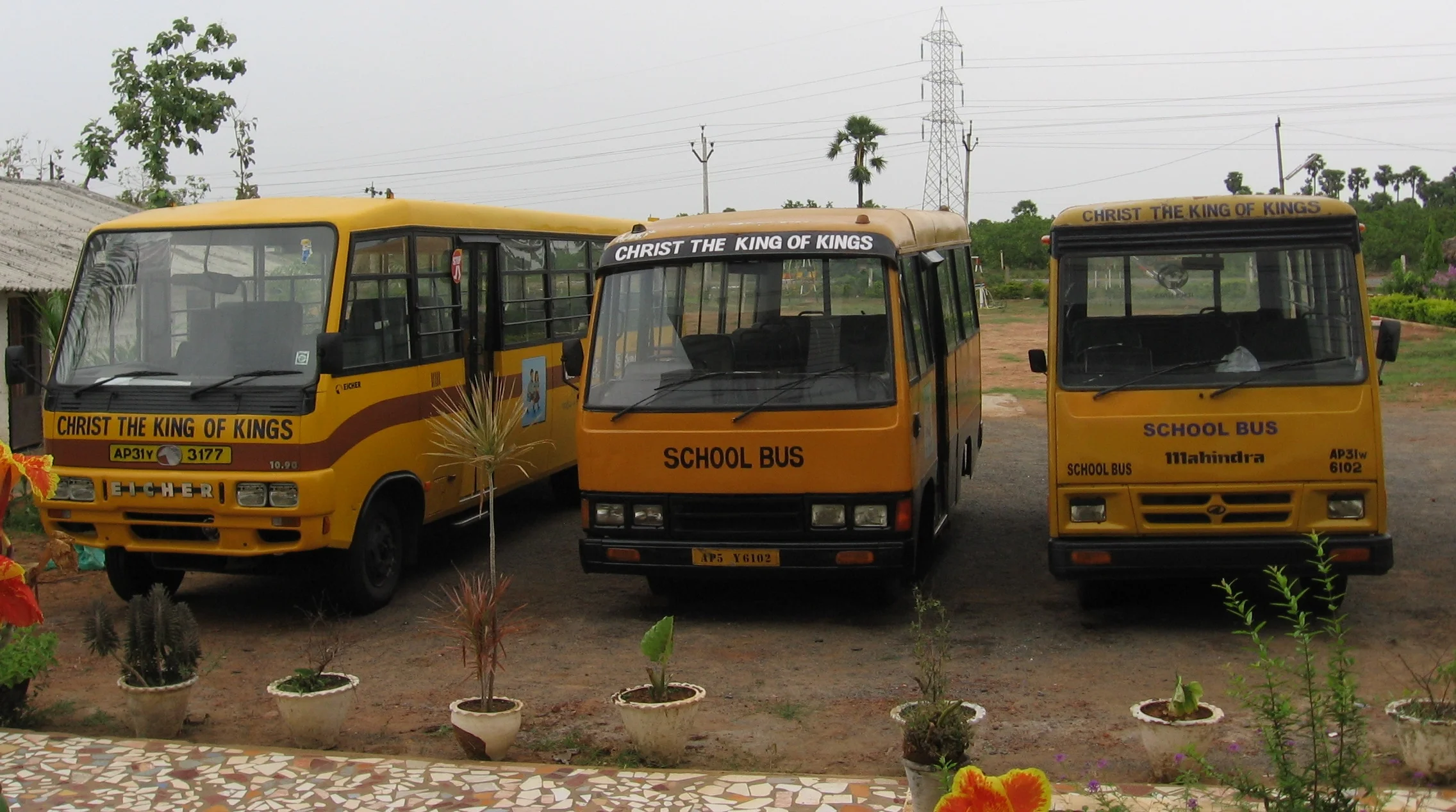 Our fleet of school buses in 2010 that go into surrounding villages to bring children to school 11 months a year