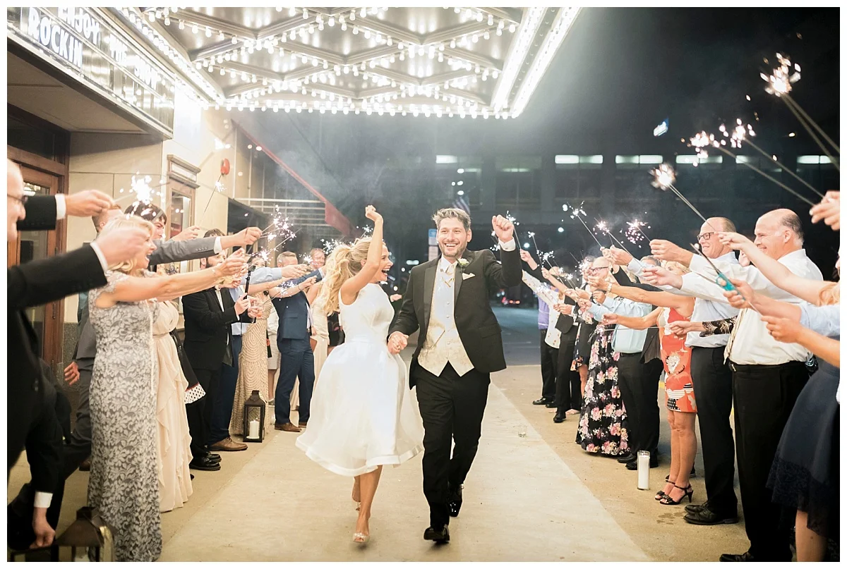 Sparkler Exit Sioux City Orpheum Wedding | Bethany Melvin Photography