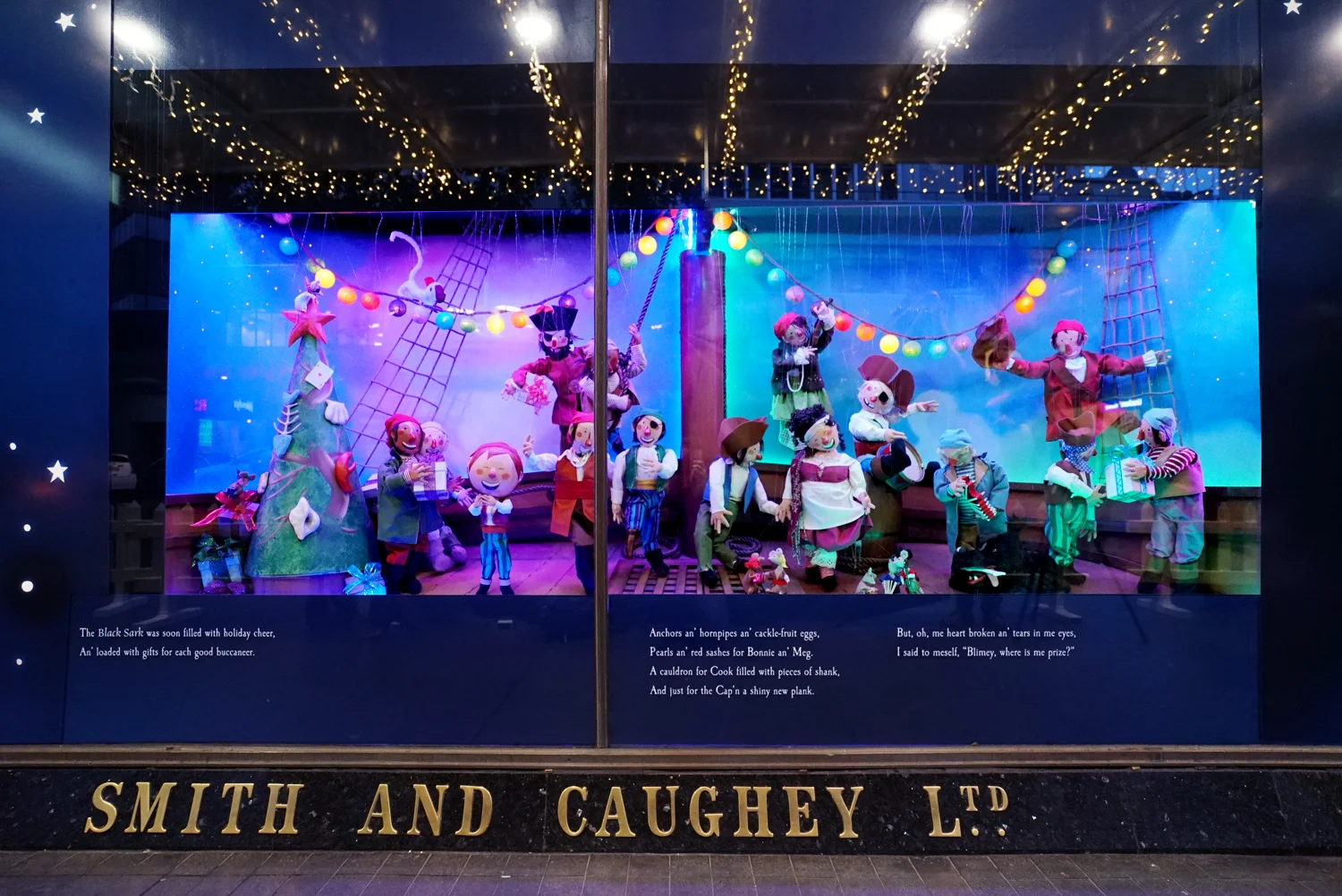 Behind the Smith and Caughey's Christmas Windows