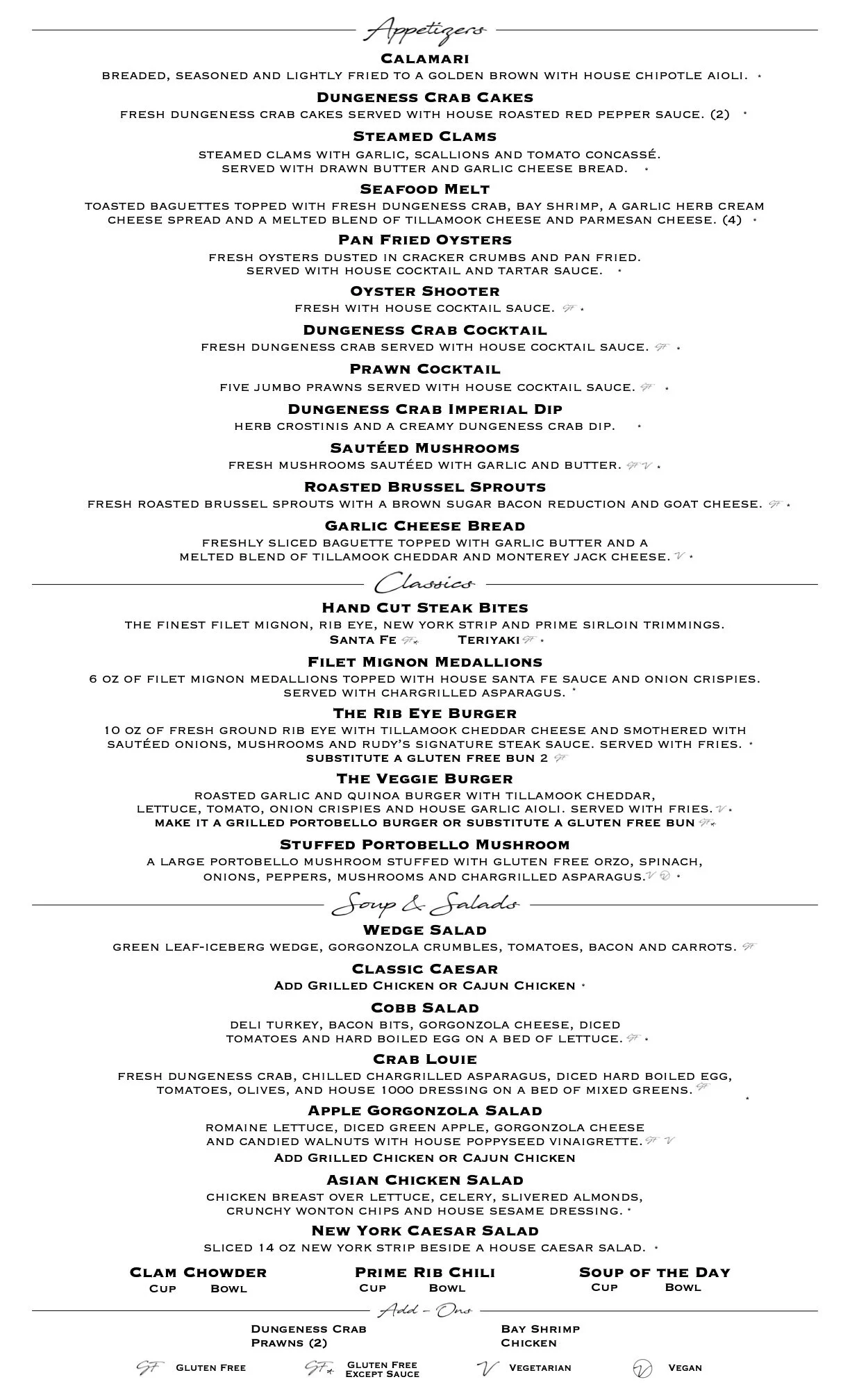 Dinner — Rudy's Steakhouse