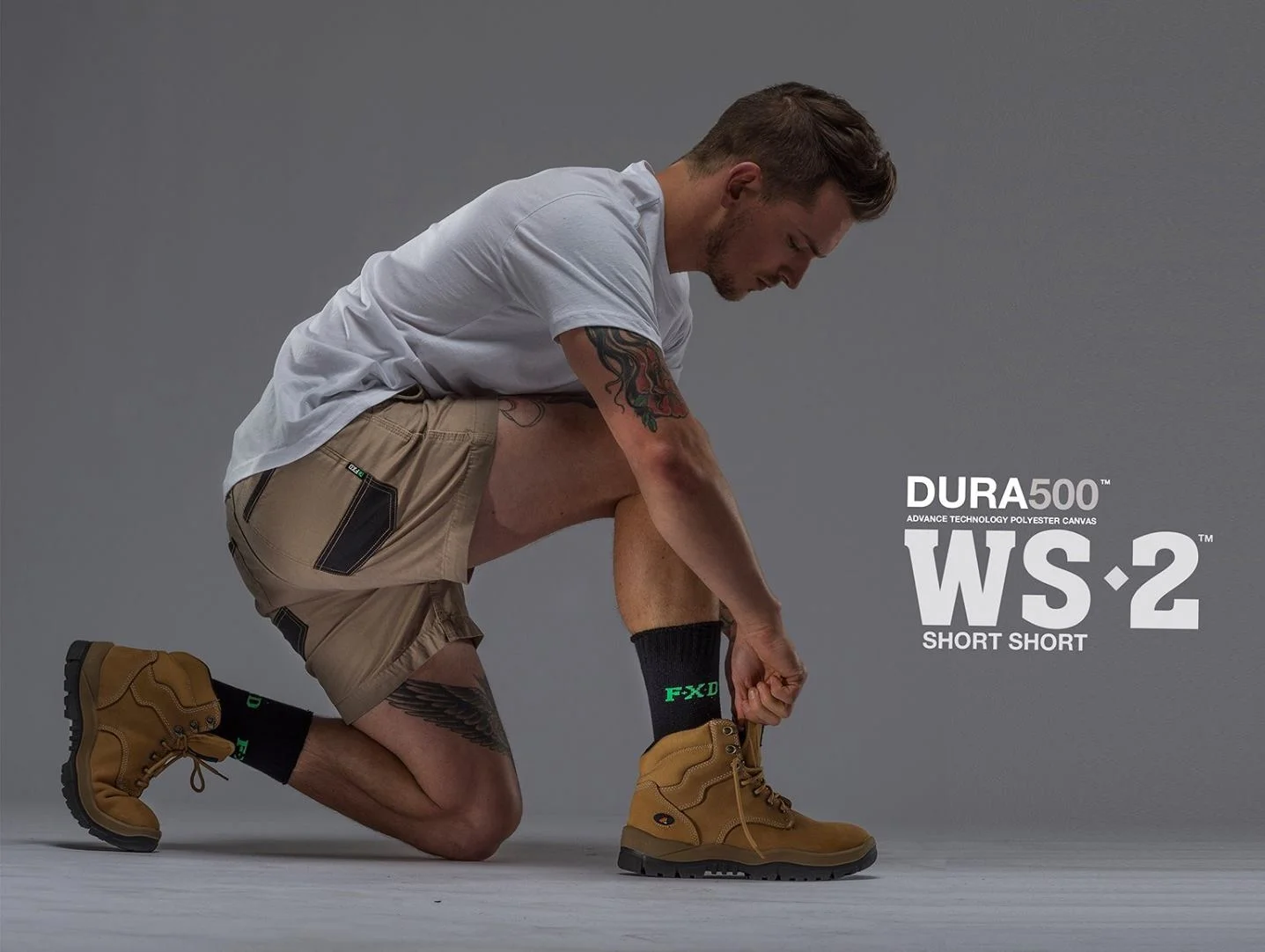 FXD WS-2 Work Short   Features:   - FX01136005 - Regular Fit - Sits On The Waist, Side Tab Ruler Pocket - 7.3oz 3x1 LHT Twill - DURA500 Reinforced Pockets - Stretch Back Yoke - Double Layer Internal Pocket Bags - YKK Nylon Zip Fly - Stress Points Bar-Tacks - Triple Needle Stitching - Certified 50+ UVA &amp; UVB Protection