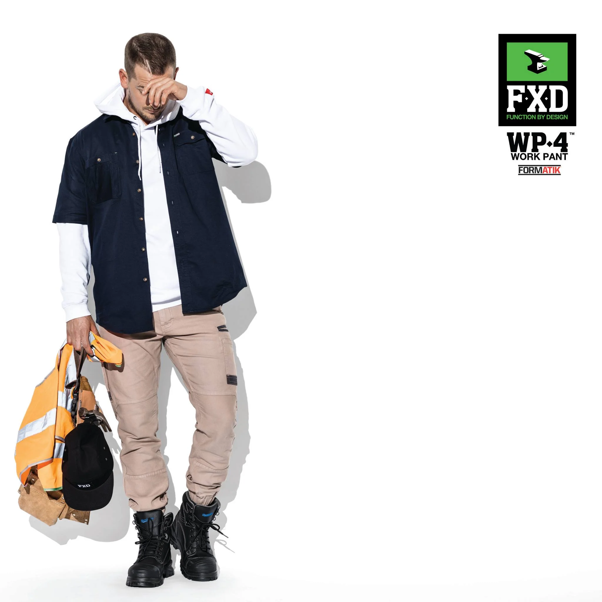 FXD WP-4 360 Degree Stretch Cuffed Work Pant   Features:  - HEAVY DUTY FORMATIK™ MULTI-DIRECTIONAL STRETCH COTTON - DURA500™ ADVANCE TECHNOLOGY POLYESTER ABRASION PANELS