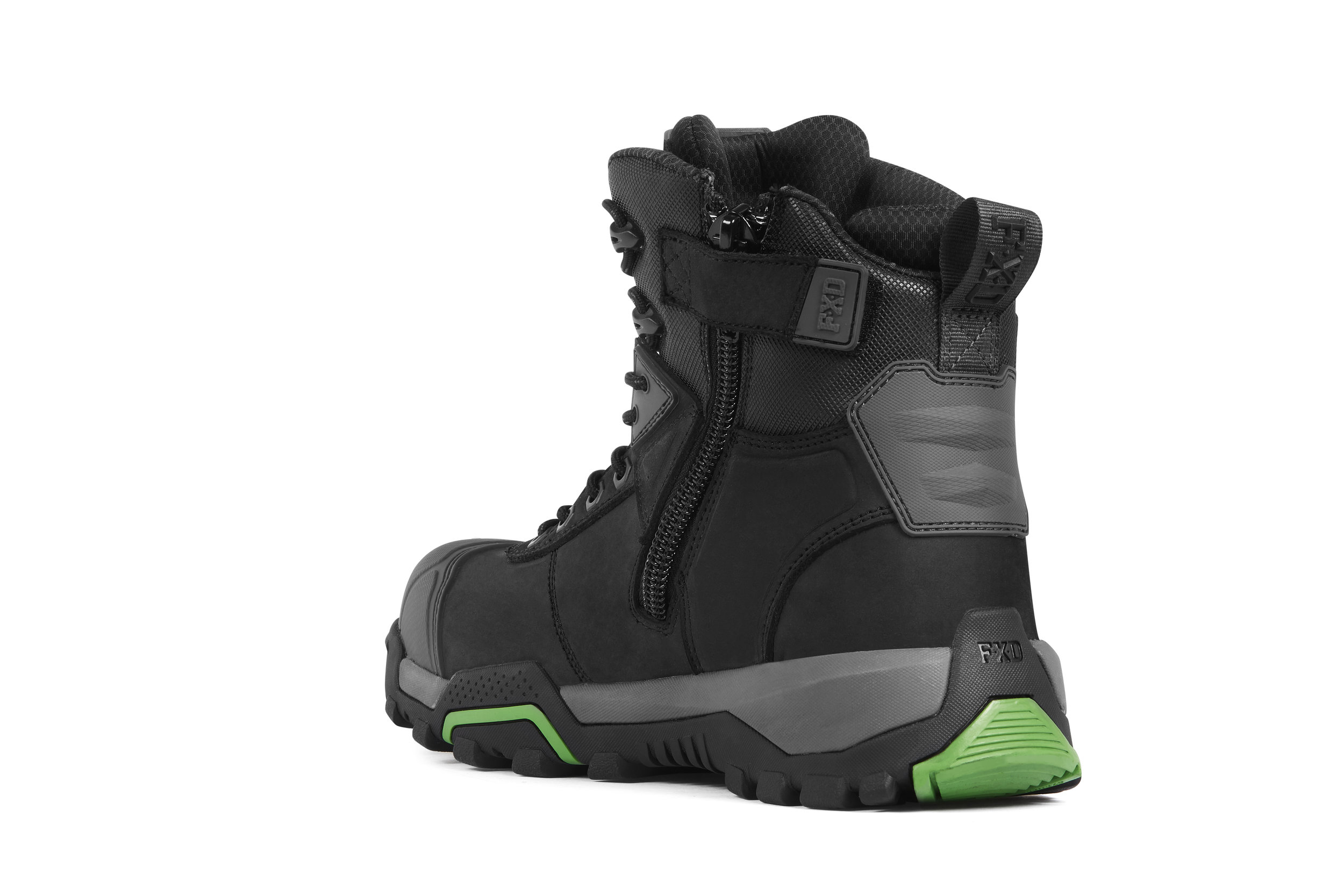 FXD WB-1 work boots (Black rear view)