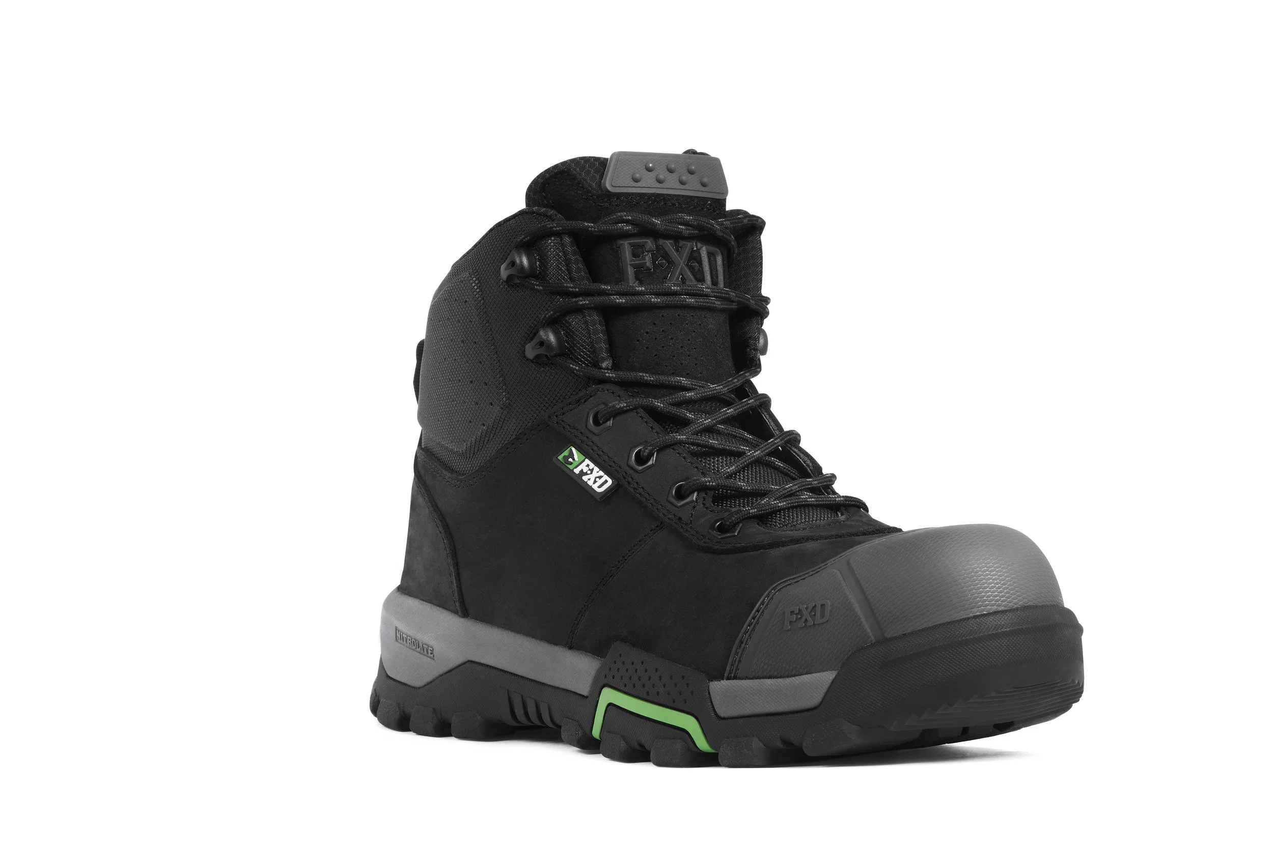 FXD WB-2 work boots (Black front view)