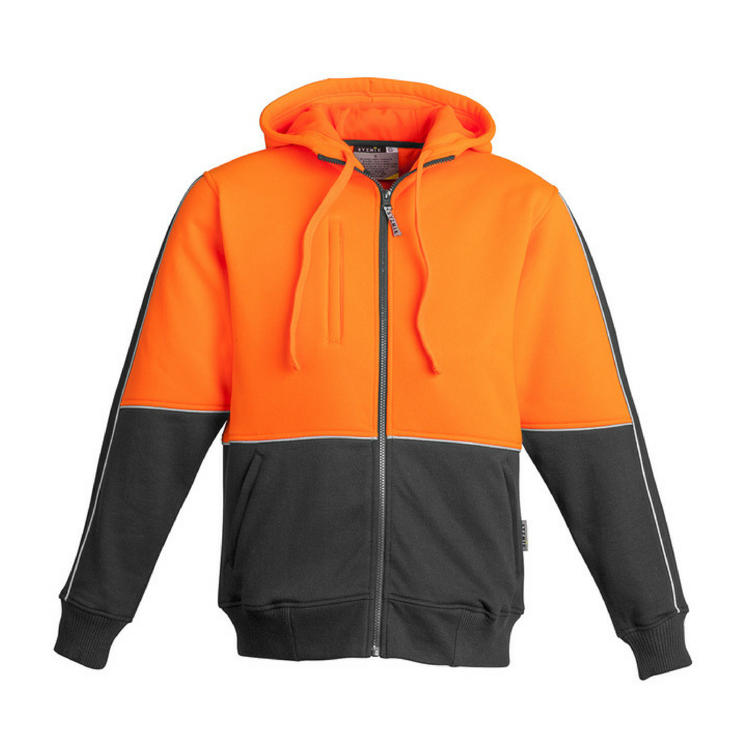 Syzmik Workwear Men's Hi Vis Full Zip Hoodie orange/charcoal front