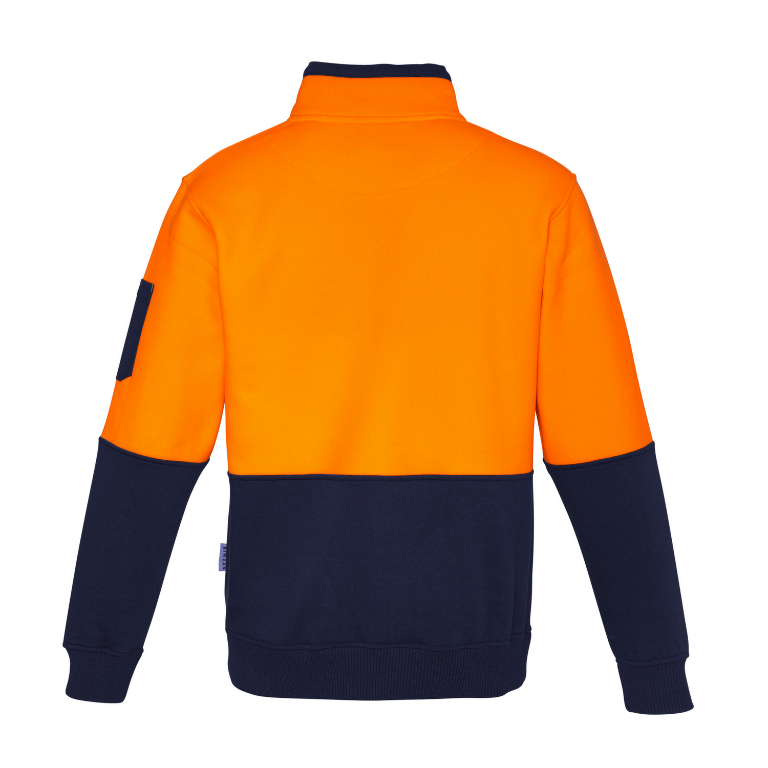 Unisex Hi Vis Half Zip Pullover orange navy back by Syzmik Workwear