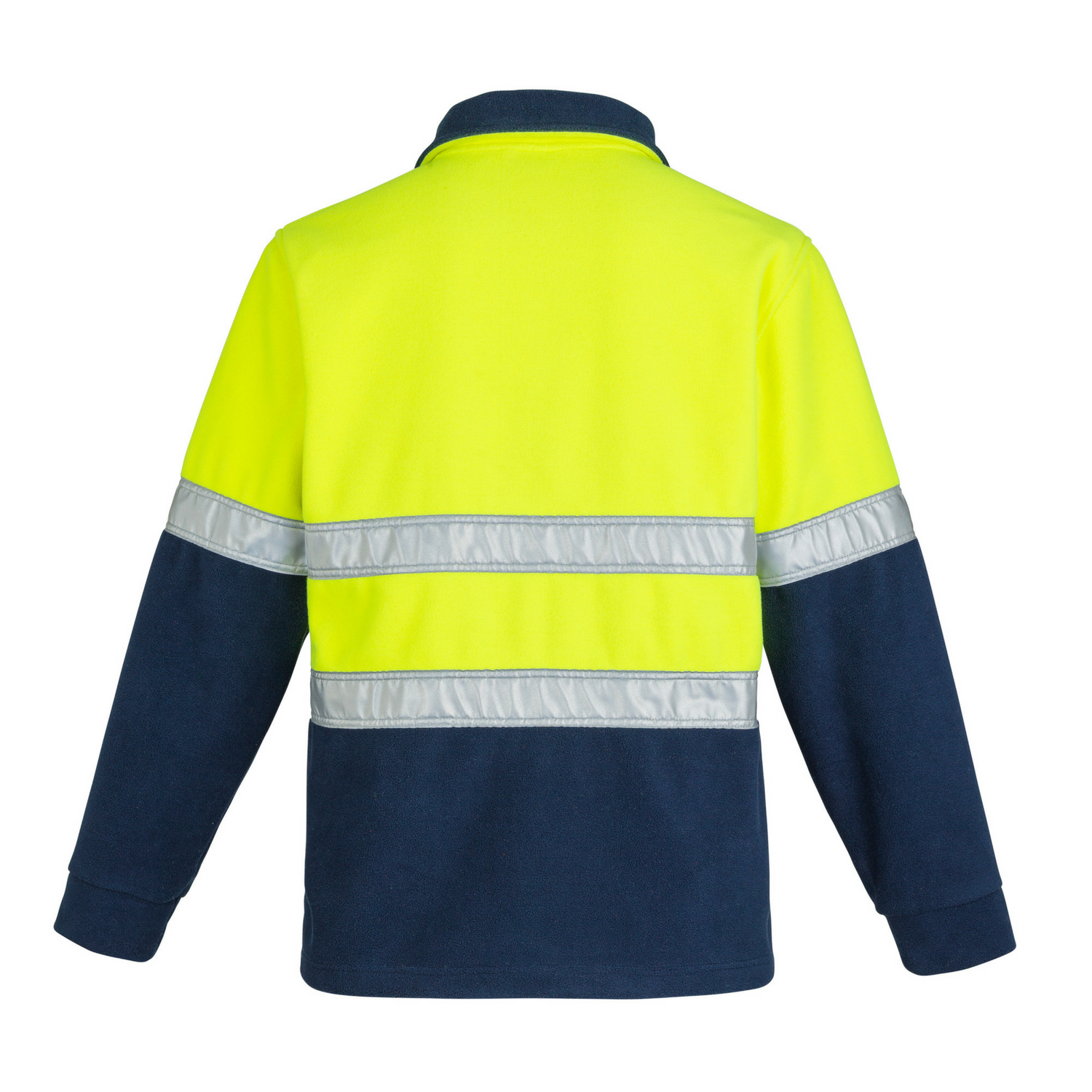 Mens Hi Vis Fleece Jumper - Hoop Taped yellow/navy back