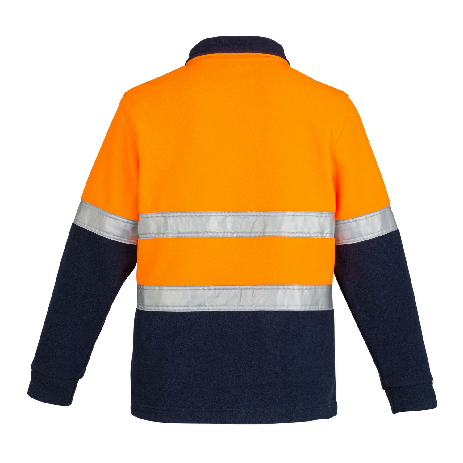 Mens Hi Vis Fleece Jumper - Hoop Taped orange/navy back