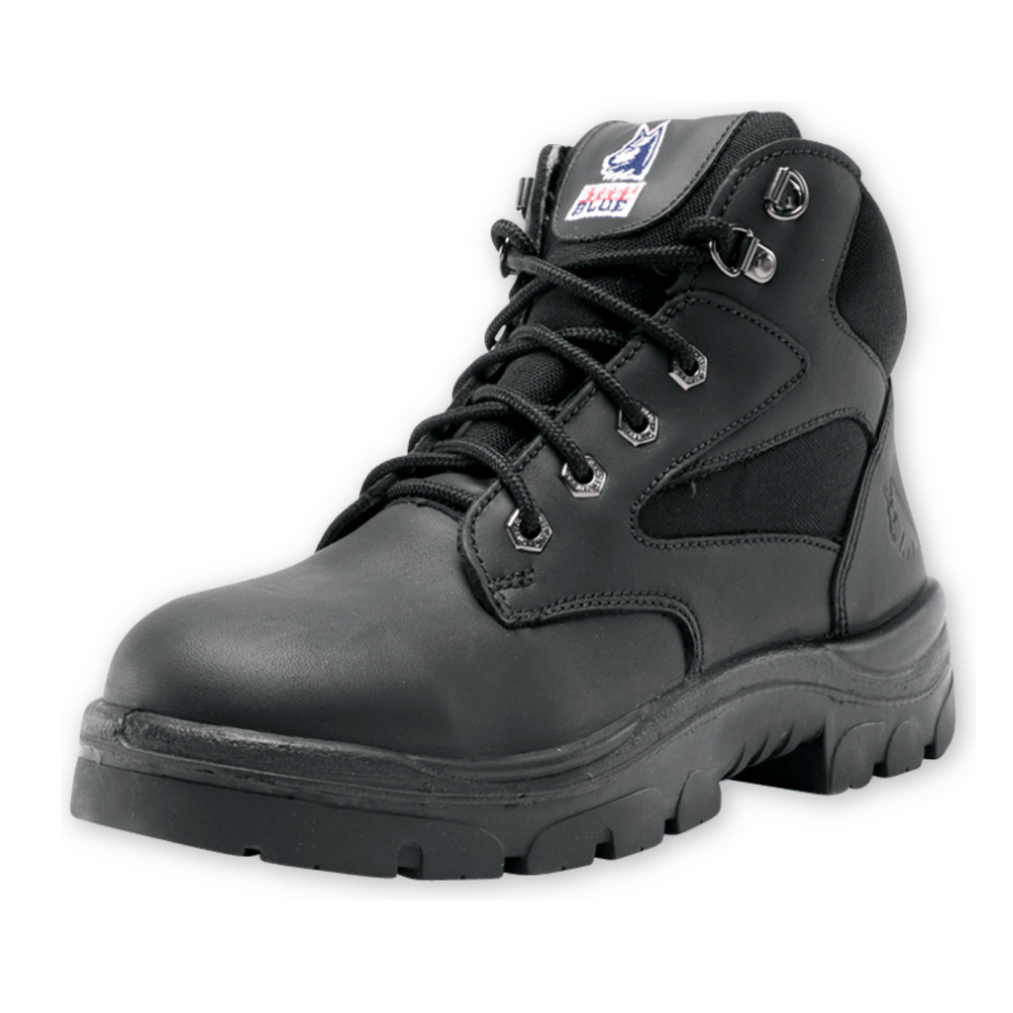 black slip on steel toe boots