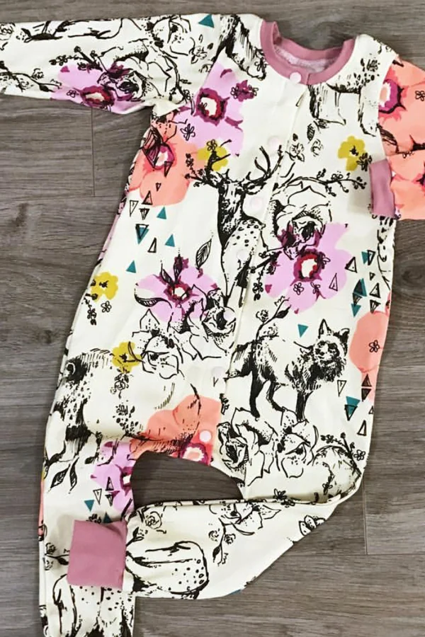 "Woodland Folk" fabric from Spoonflower, Sleeper by Essi and I