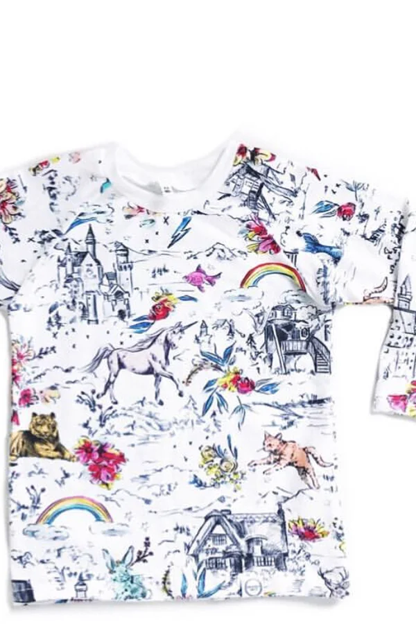 "Little and Fierce" fabric from Spoonflower, Raglan top by Periwinkle Jazz