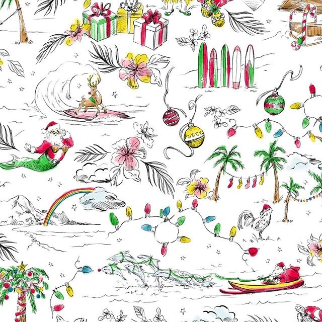 Calling all my fellow procrastinators 🙋🏻&zwj;♀️...as we rush to do all that last minute Christmas shopping (Solidarity from the Target line!) I&rsquo;m dreaming of last years Hawaiian Christmas! Mele Kalikimaka in my @spoonflower shop &mdash;&mdash