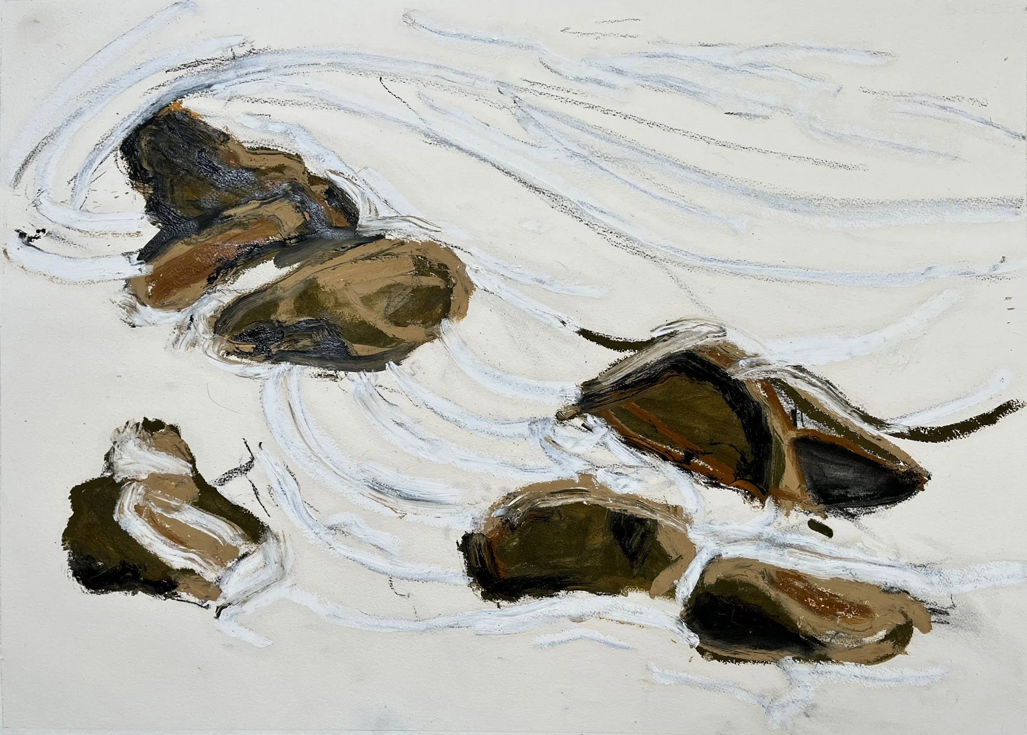 Between Tides, and abstract expressionist painting from the coast of the Upper Cape, New Brunswick.