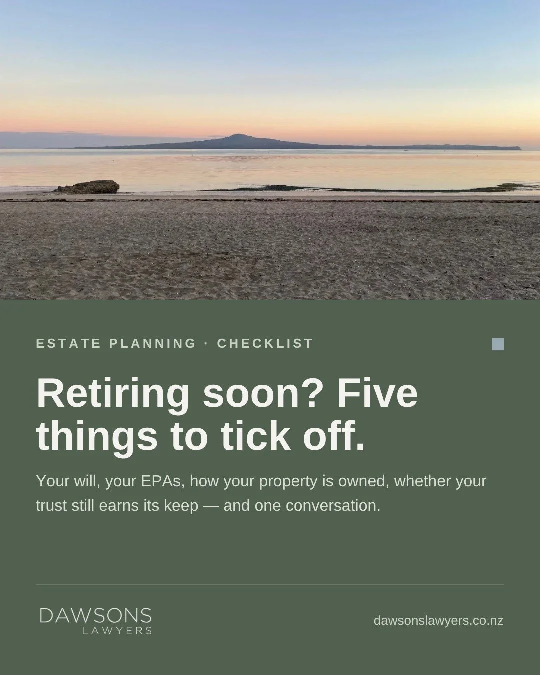 Retirement planning tends to focus on money and lifestyle. Fair enough - but there is a legal side too, and it is much easier to sort while life is calm than in the middle of a health scare. Claire's new piece sets out the five things we suggest tick