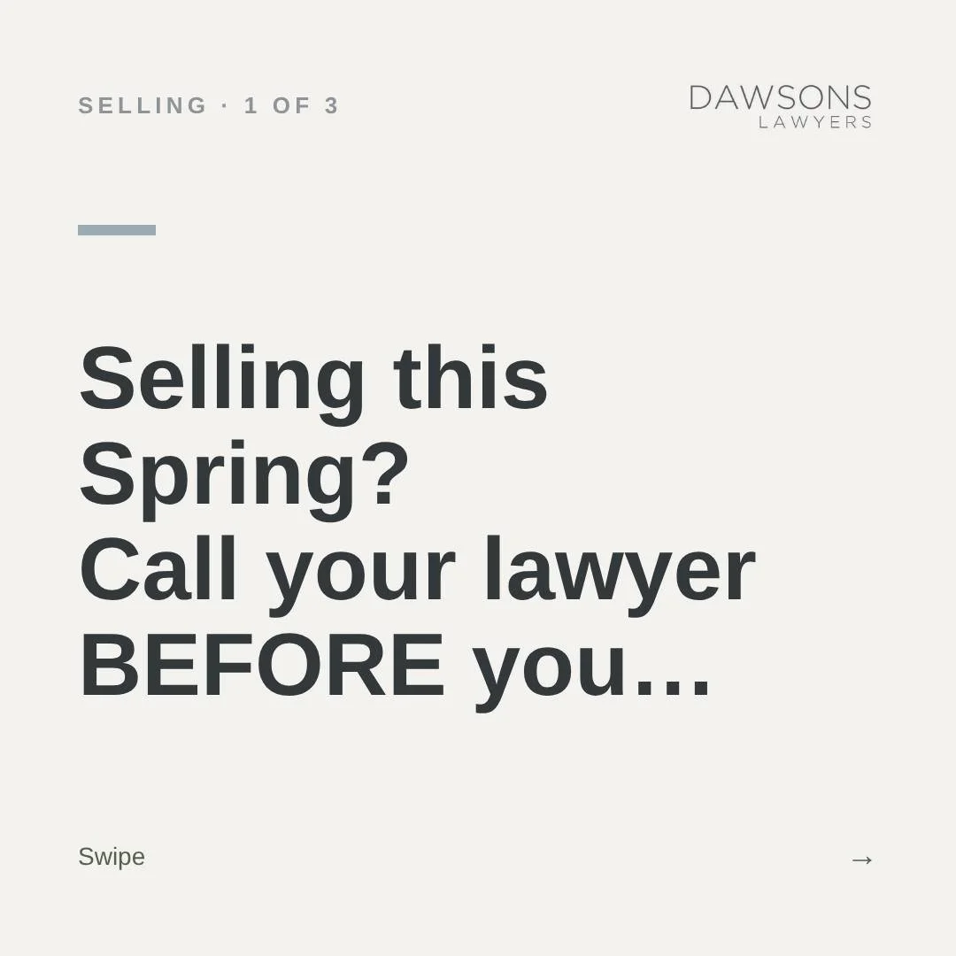 Selling? Call your lawyer BEFORE you: sign the agency agreement / accept an offer / promise the spa pool stays. Comment SPRING and we will send you our full guide.