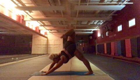 Claudia taking a Hot Yoga Class in NYC.