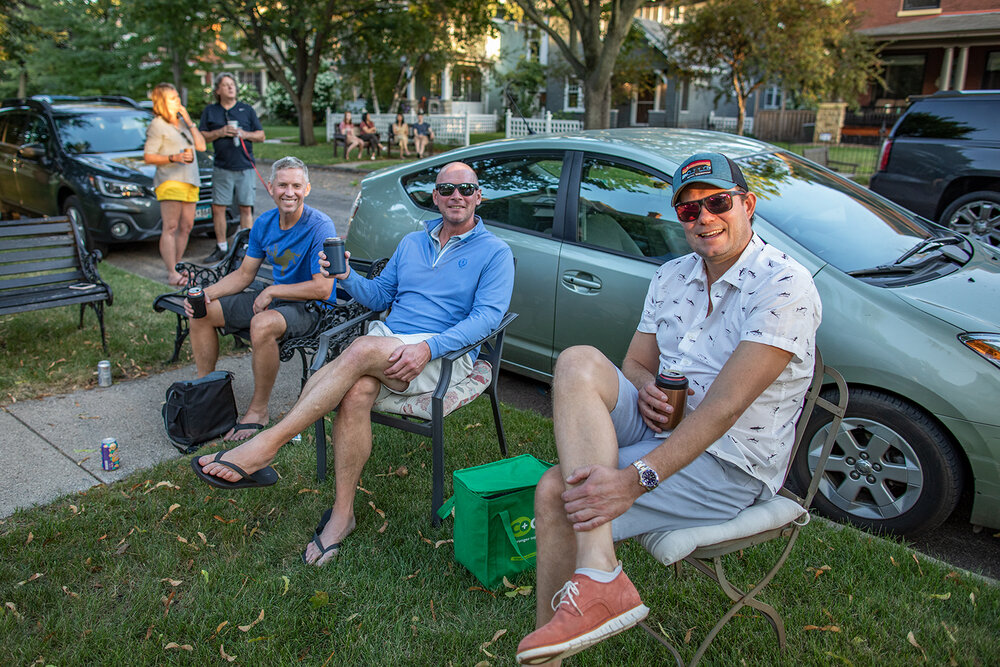 Friends enjoying live music on the lawn, St. Paul, MN