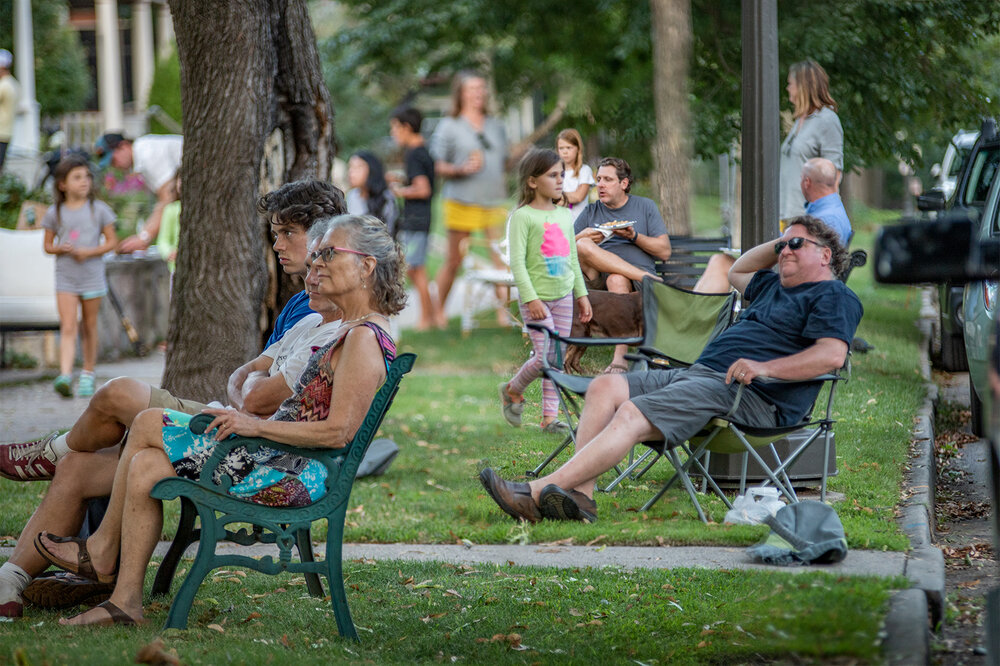People enjoying live music on the lawn, St. Paul, MN
