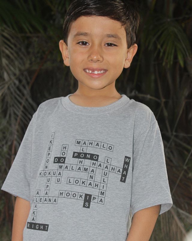 PONO KEIKI &bull;
Introducing our crossword puzzle design. This design features different Hawaiian Values and our phrase: Pono, do what is right. Stop by on Friday to snag one of these for your little munchkin.
&bull;
Also, available in a canvas bag.