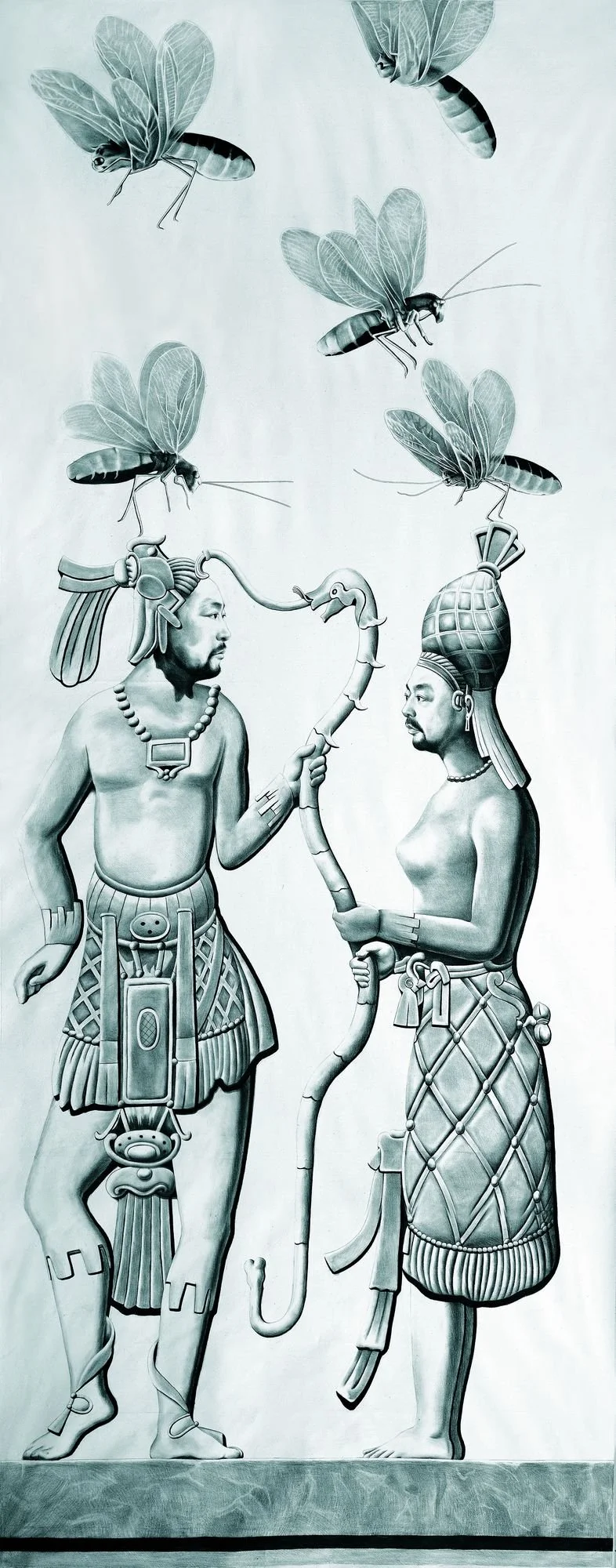 Cang Xin, Shaman scrollscharcoal on Chinese tradition paper scroll, 200x600cm, 2004.jpg