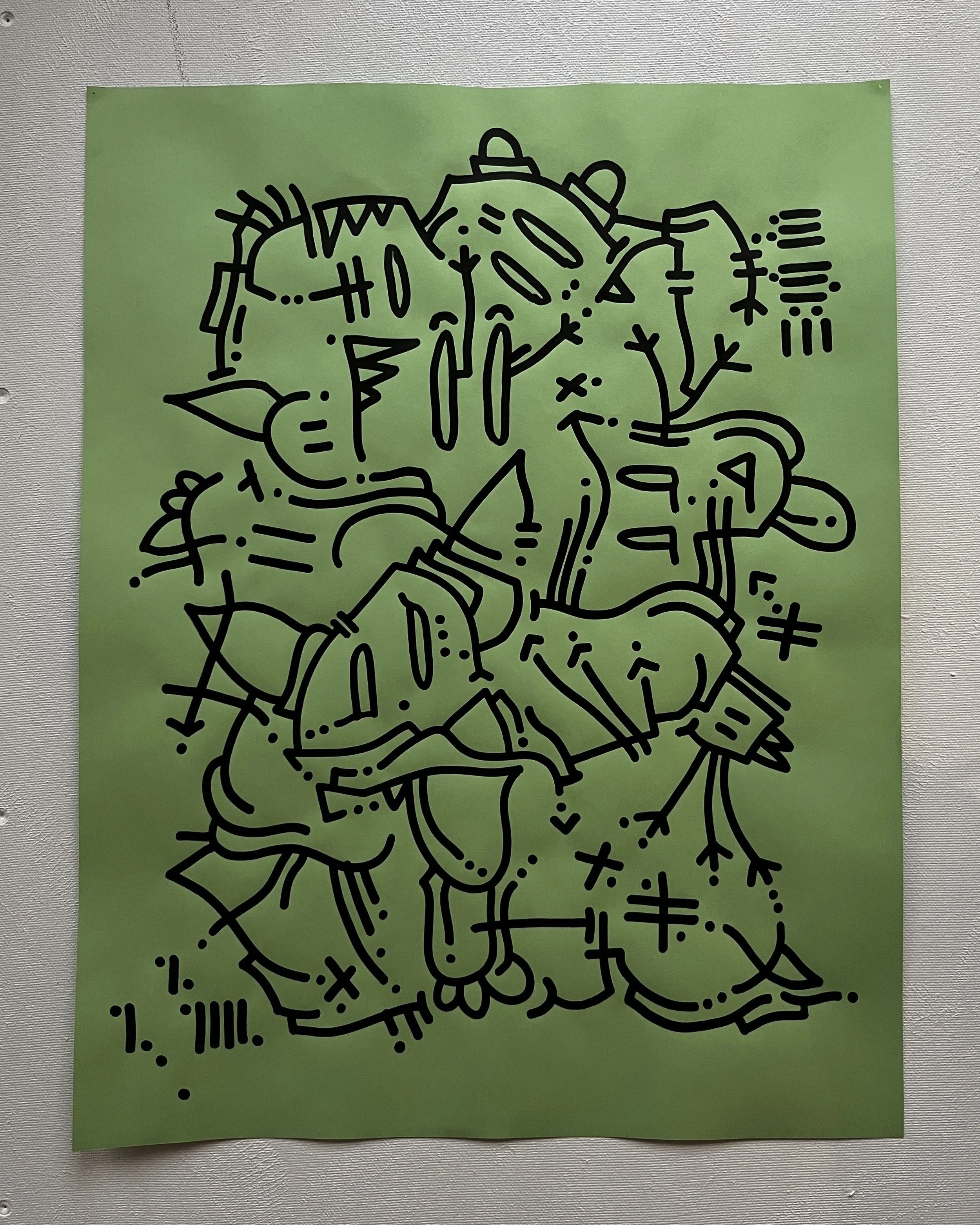 Edward Mills, Monsters, acrylic Posca on paper, A2, 700 euros