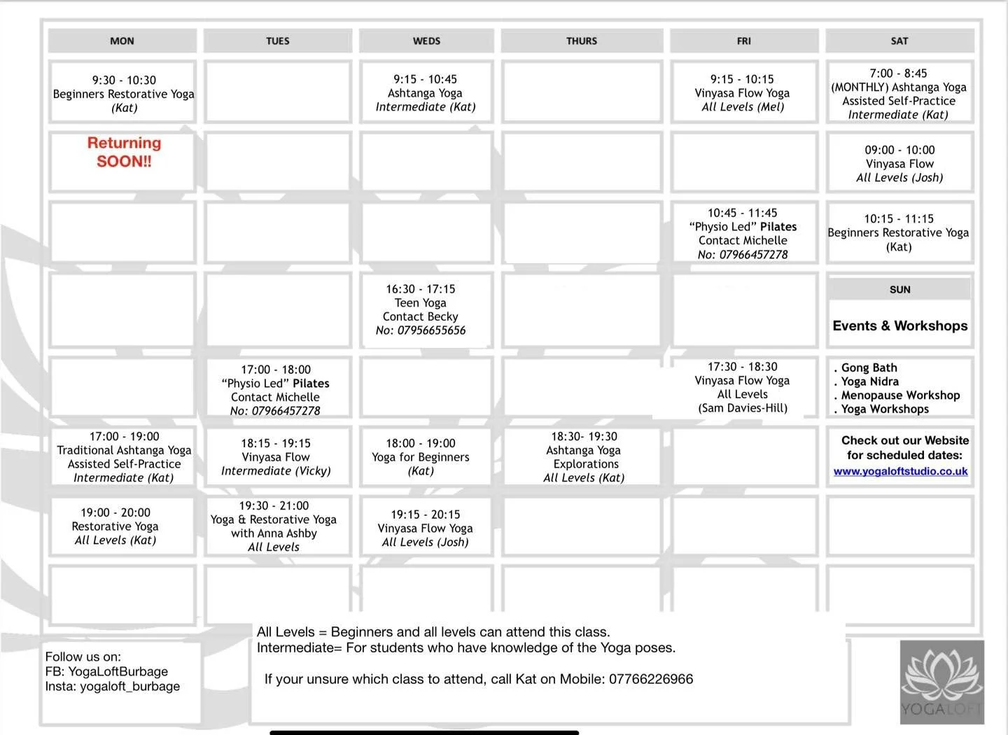 Our Schedule 2026 now running&hellip;

BOOK https://momence.com/u/theyogaloft