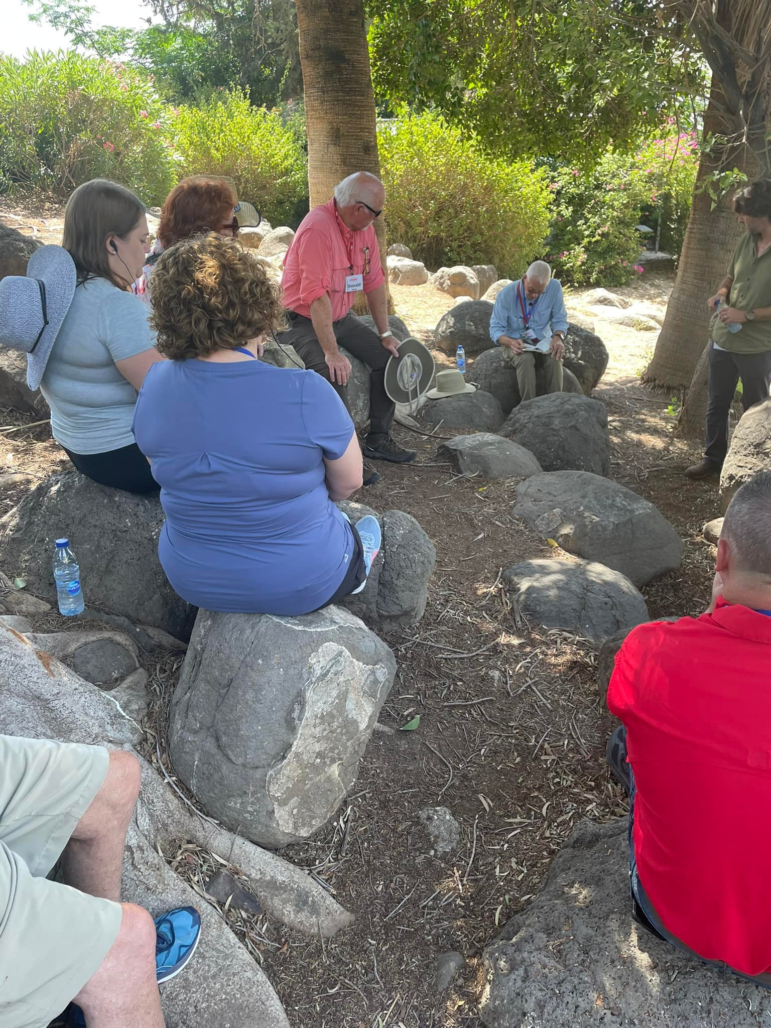  Deacon John reading from the Sermon on the Mount from the spot tradition holds Jesus used. 