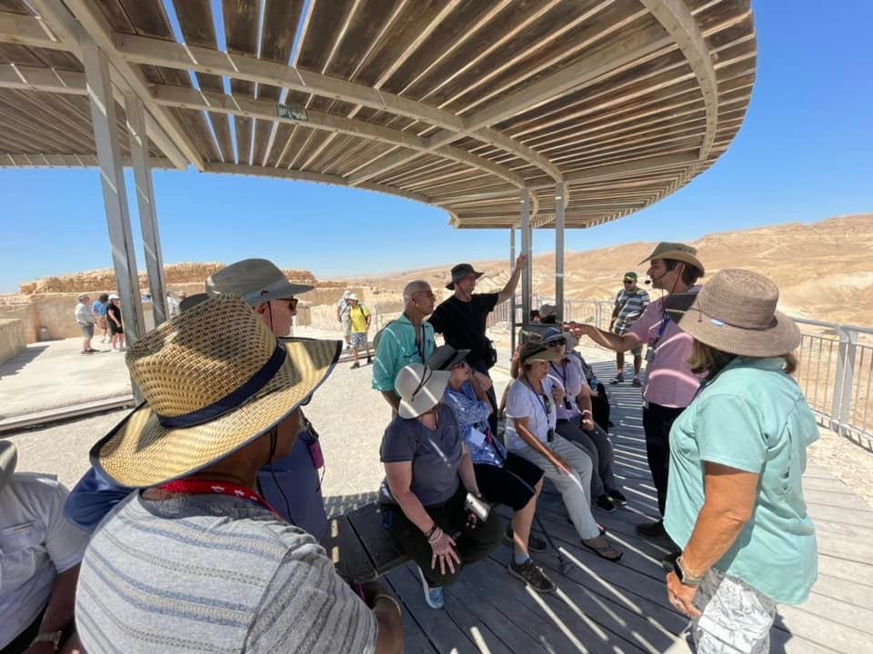  Here we are on a curved terrace at the north end of the largest palace. The curve is an indication of Roman influence, which Herod would have put in place to demonstrate his loyalty to the empire. 