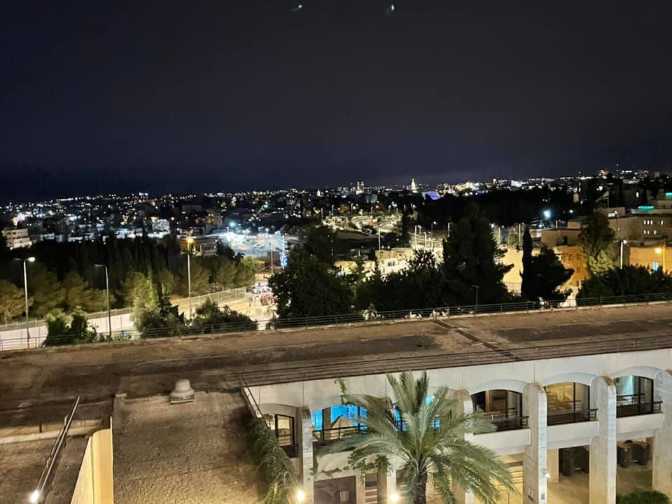  This is the view from a terrace at our hotel. It is looking south, and just over the hill is the Temple Mount and the Dome of the Rock etc. 