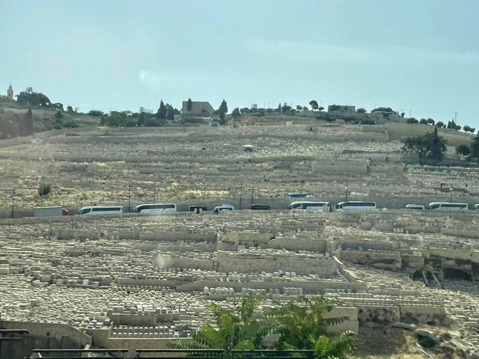  This is a cemetery on the Mount of Olives. Over 70,000 Jewish graves are on the mount and they are packed in very tightly. 