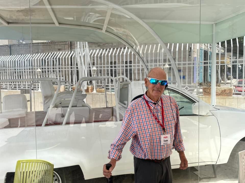  Tom McCance stood next to the Pope mobile used by John Paul the second during his visit to Bethlehem at the Millennium. 