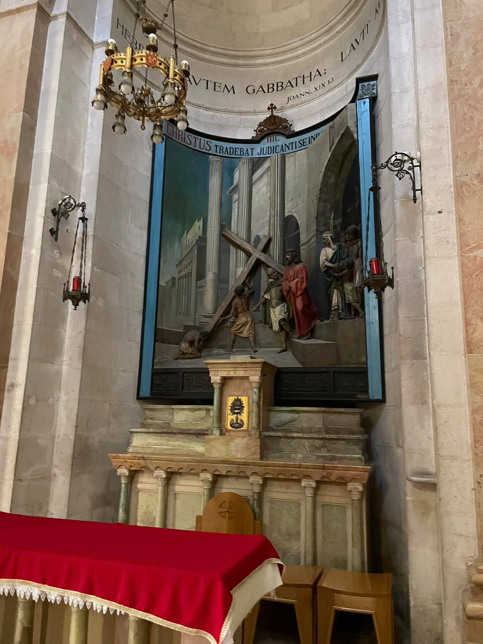  This is the side of the second Station of the Cross. That is not a painting, it is a raised fresco. 