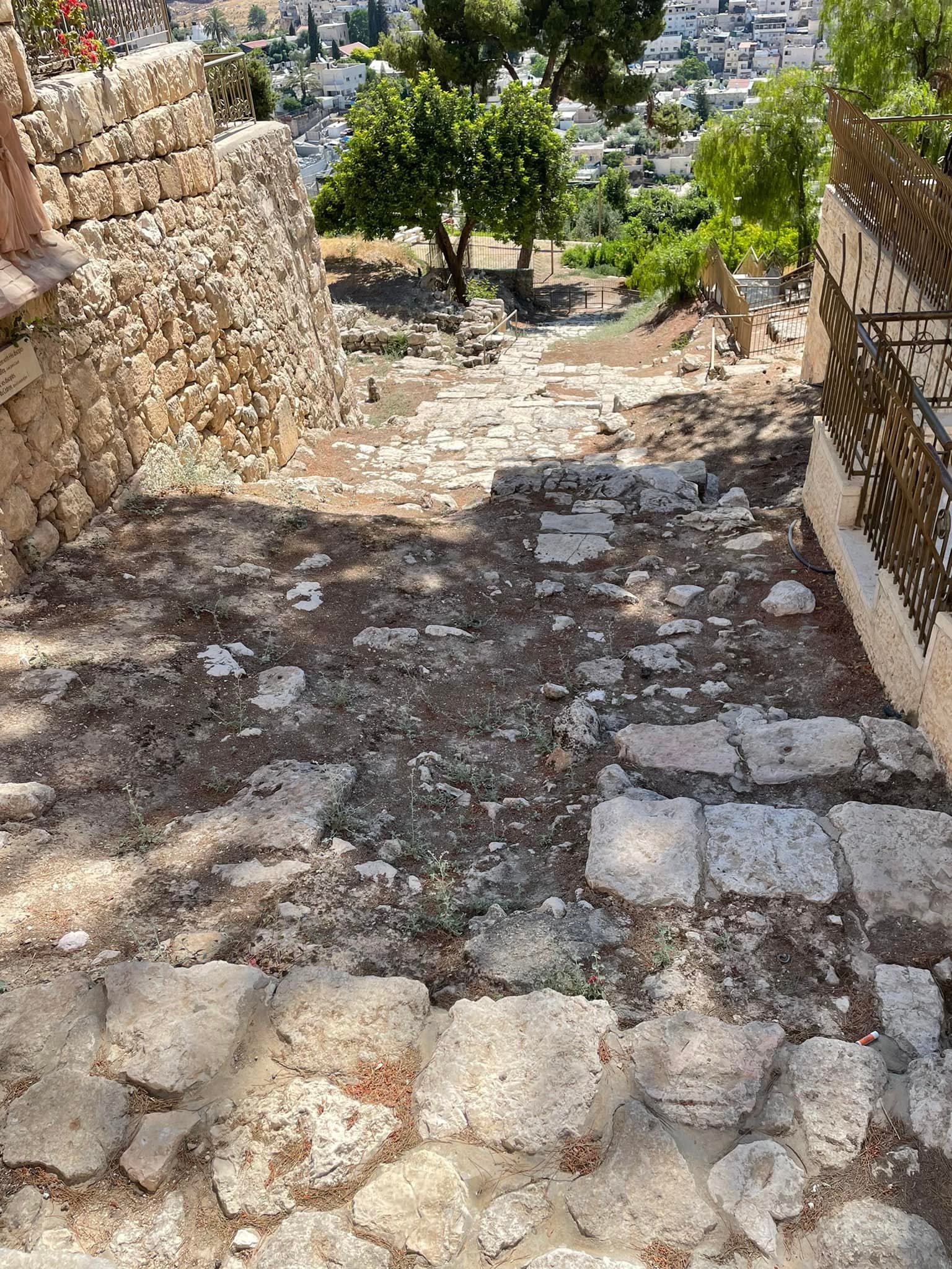  These are the steps that lead up to Caiaphas’s house. Jesus and the apostles walked up them, and we were able to put our feet on them as well. 