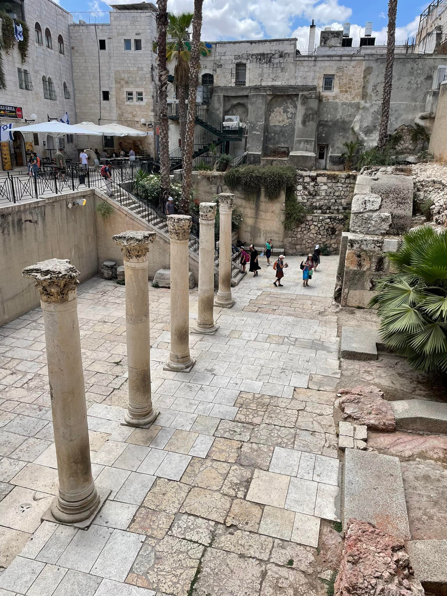  These columns are relics of the main road that ran down the center of Jerusalem from north to south in Jesus time. The road was almost 70 feet wide and had two rows of these columns. 