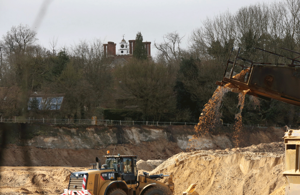 Potential view of converted AONB fields into a silica sand quarry next to Ightham Court