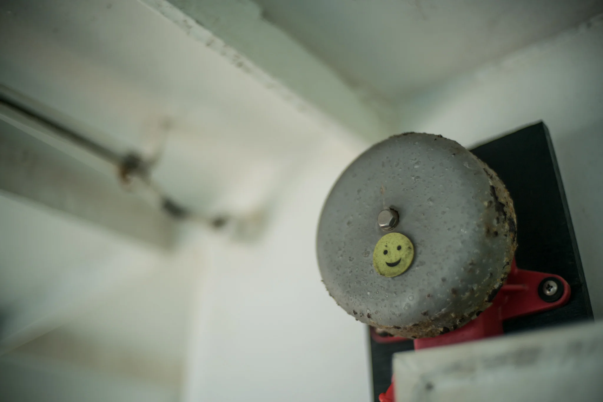 March 2017, Singapore Strait, on a ferry to Pulau Subar Laut (“Big Sister” of The Sisters Islands), Singapore. I was off on an adventure, so was already smiling when the bell rang.