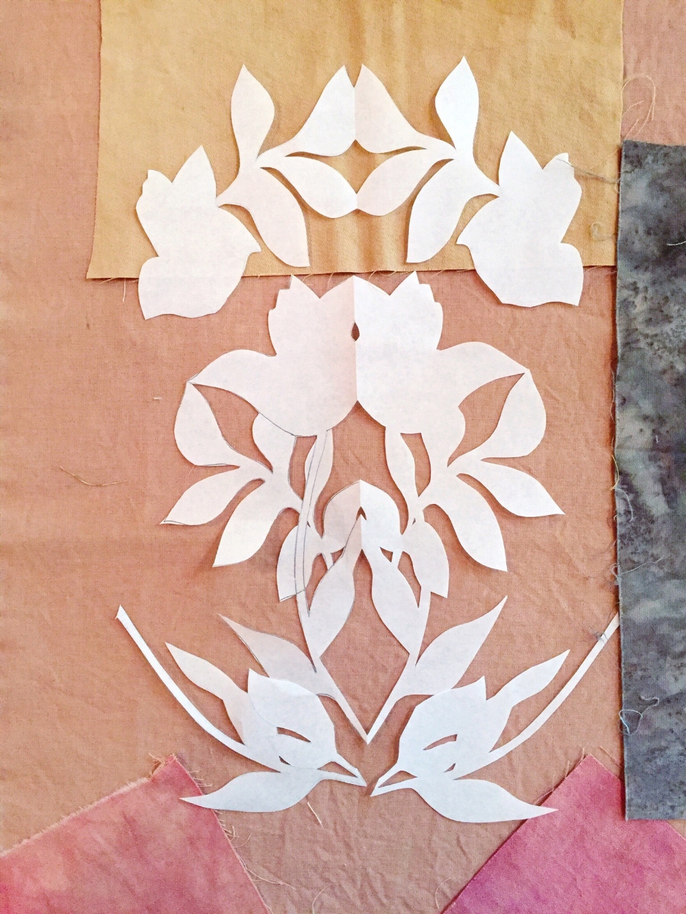 in process: paper-cuts transform into magical fabric compositions
