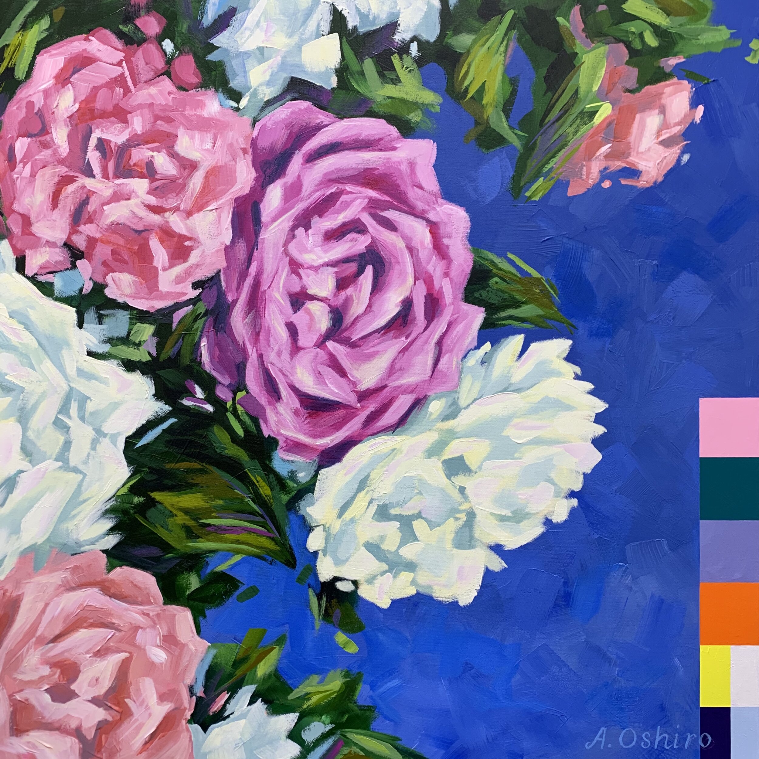 Acrylic Floral Painting of New Order Power and Corruption Cover by Ashley Oshiro, Calgary, Alberta, Local Fine Artist, Original Art
