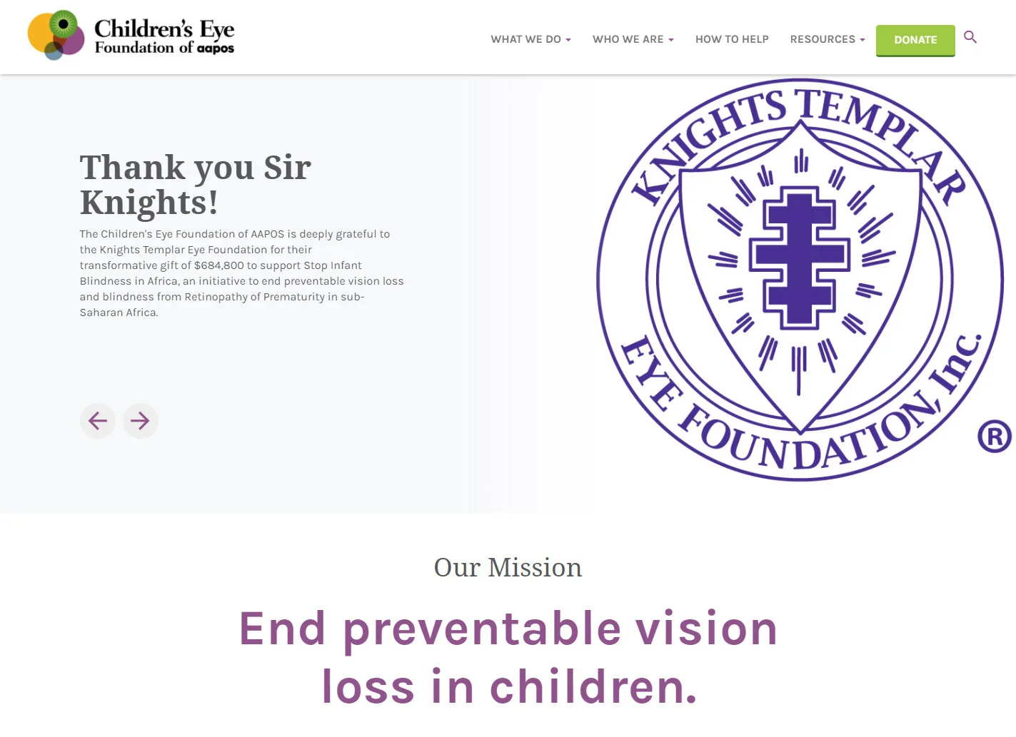 A Thank You to the Knights Templar Eye Foundation from the CEF of AAPOS Board of Directors