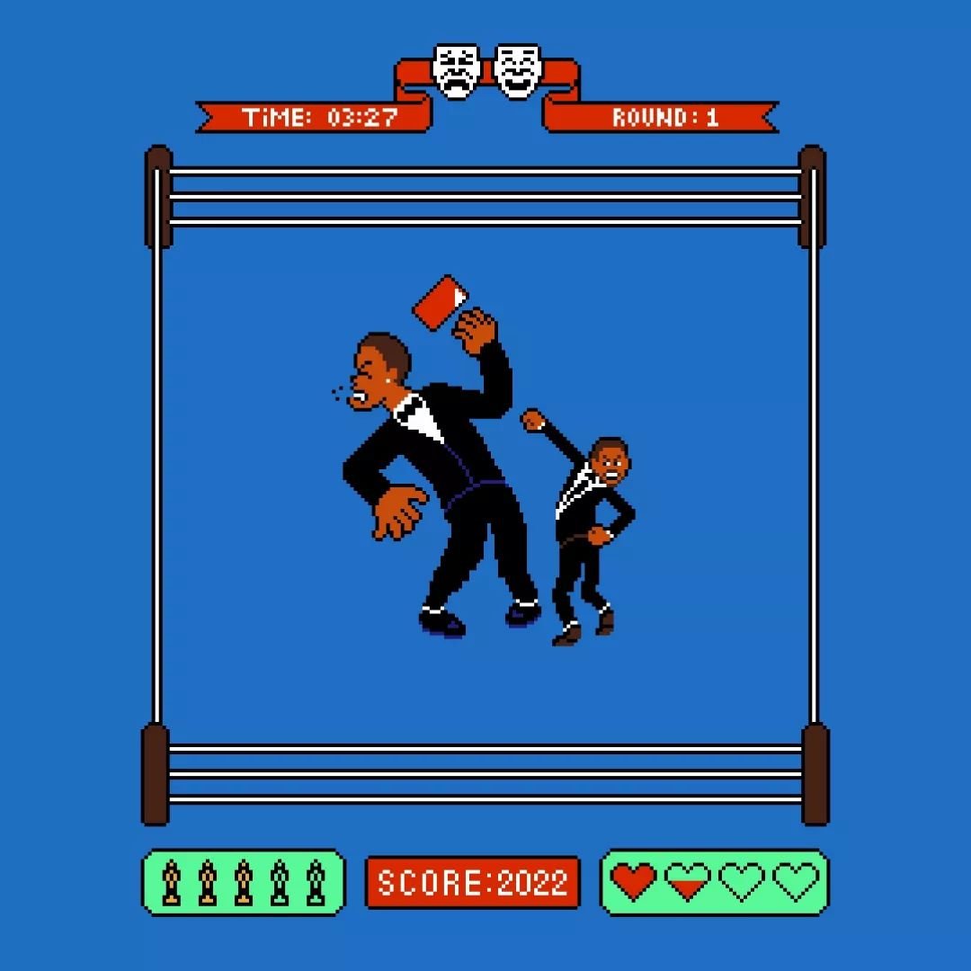 New shirt up for sale on Threadless and Teepublic!⁣
⁣
𝘈𝘯𝘥 𝘵𝘩𝘦 𝘖𝘴𝘤𝘢𝘳 𝘧𝘰𝘳 𝘣𝘦𝘴𝘵 𝘱𝘶𝘯𝘤𝘩 𝘨𝘰𝘦𝘴 𝘵𝘰...⁣
⁣
Links in bio.⁣
⁣
#willsmithmeme #oscars2022 #punchout #pixelart #tshirtdesign #threadless #teepublic #willsmithoscars