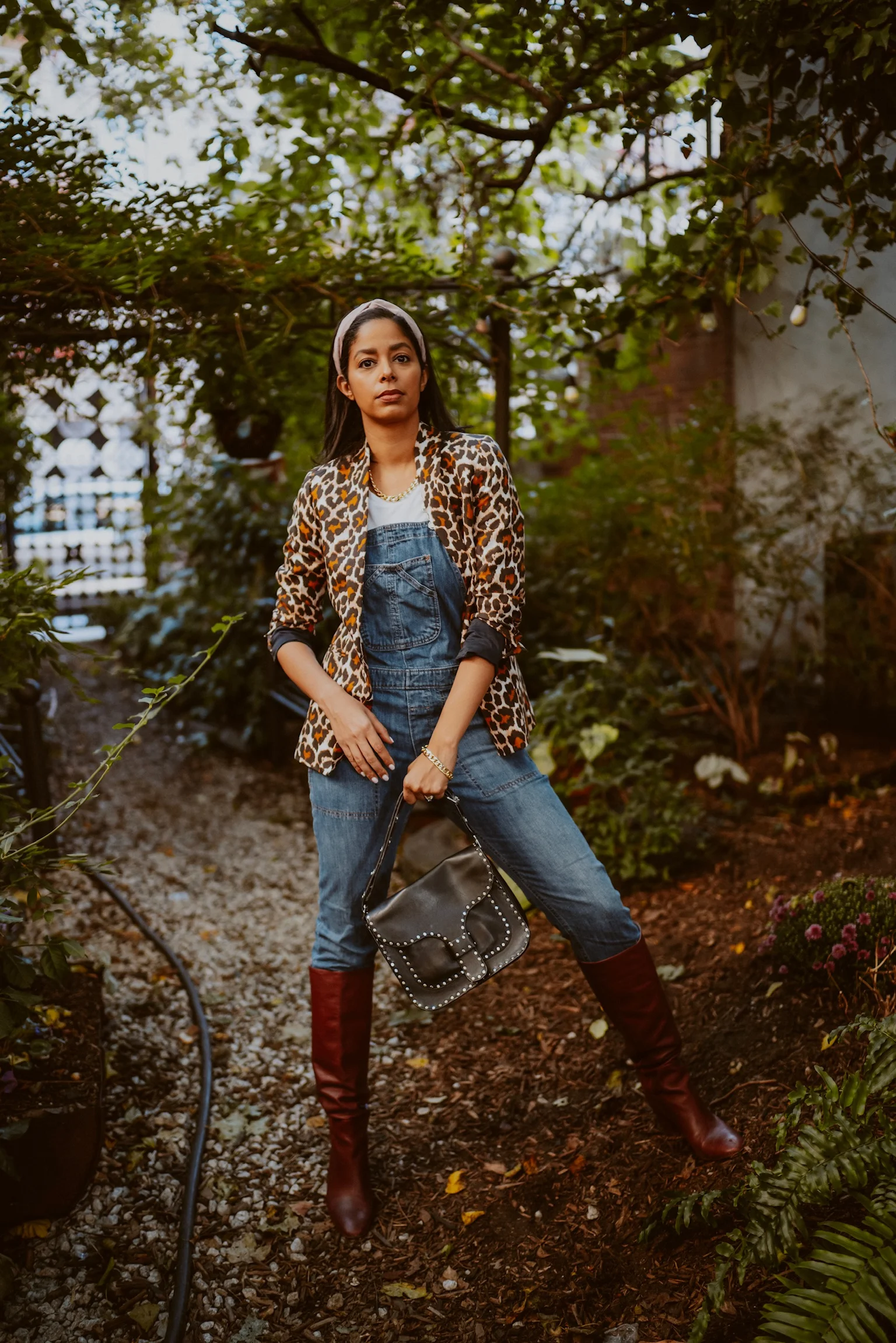 Denim Overalls with Blazer