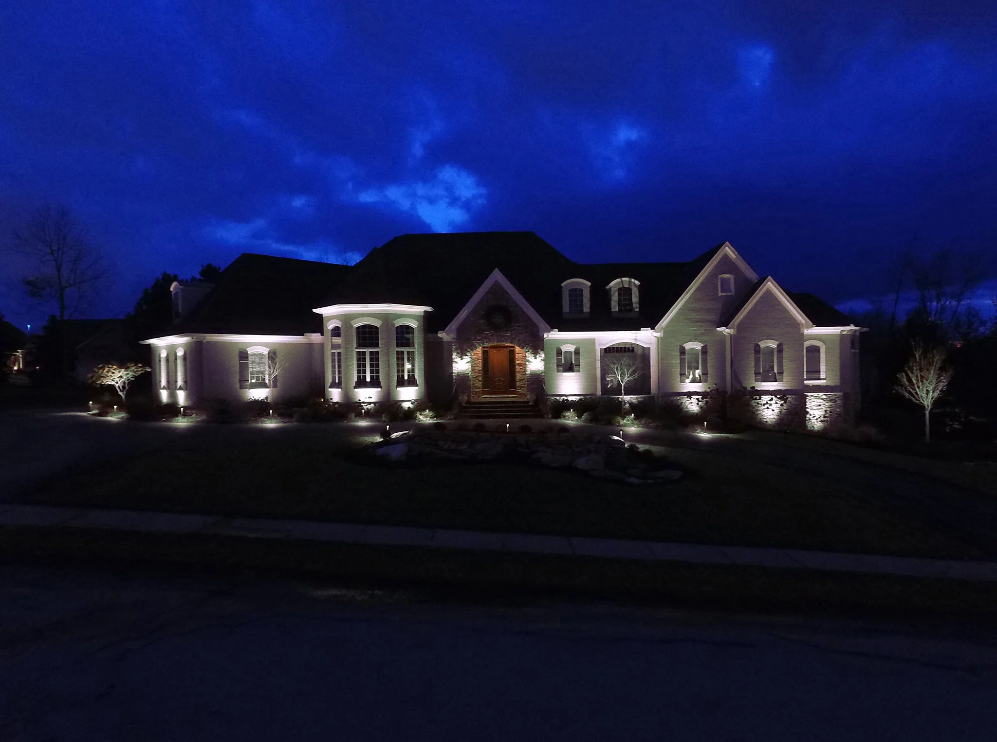 Home illuminated with white lighting