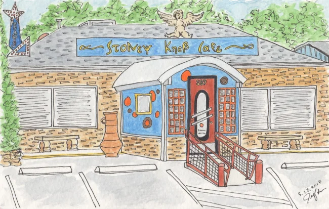 Pen and watercolor. Stoney Knob Cafe. Weaverville, NC. Prints available. Copyright © 2017 Jennifer Russ, All Rights Reserved. 
