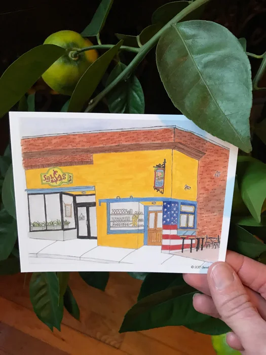 Salsas postcards are now available at Downtown Books & News and Etc. Consignment . They will also be available at the next Show & Tell Pop Up , and from me!