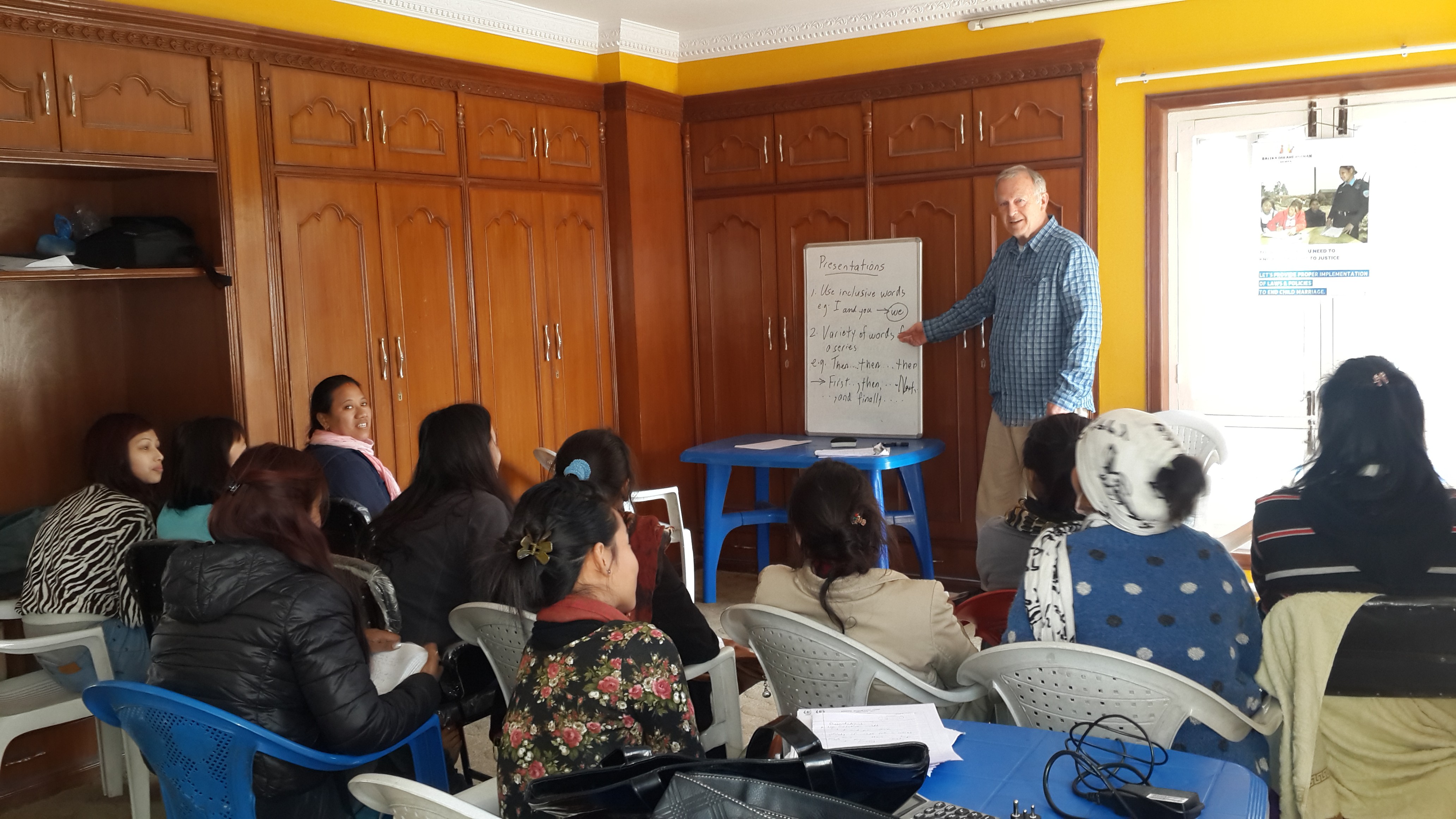 A group of women participate in a paralegal training course run by SASANE in Nepal. 